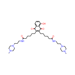 CN1CCN(CCCNC(=O)CCCCCC2=C(CCCCCC(=O)NCCCN3CCN(C)CC3)C(=O)c3c(O)cccc3C2=O)CC1 ZINC000027636777