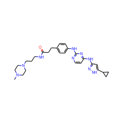 CN1CCN(CCCNC(=O)CCc2ccc(Nc3nccc(Nc4cc(C5CC5)[nH]n4)n3)cc2)CC1 ZINC000203005465