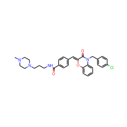 CN1CCN(CCCNC(=O)c2ccc(/C=C3\Oc4ccccc4N(Cc4ccc(Cl)cc4)C3=O)cc2)CC1 ZINC000038150047