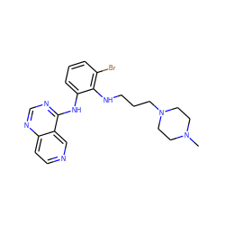 CN1CCN(CCCNc2c(Br)cccc2Nc2ncnc3ccncc23)CC1 ZINC000029133647