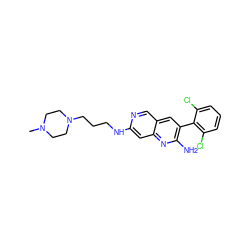 CN1CCN(CCCNc2cc3nc(N)c(-c4c(Cl)cccc4Cl)cc3cn2)CC1 ZINC000022933821