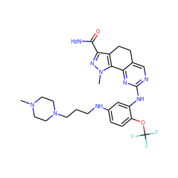 CN1CCN(CCCNc2ccc(OC(F)(F)F)c(Nc3ncc4c(n3)-c3c(c(C(N)=O)nn3C)CC4)c2)CC1 ZINC000071318348