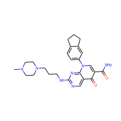 CN1CCN(CCCNc2ncc3c(=O)c(C(N)=O)cn(-c4ccc5c(c4)CCC5)c3n2)CC1 ZINC000029126077