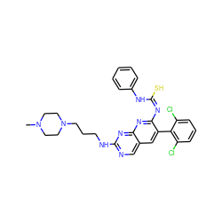 CN1CCN(CCCNc2ncc3cc(-c4c(Cl)cccc4Cl)c(/N=C(/S)Nc4ccccc4)nc3n2)CC1 ZINC000023357803