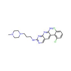 CN1CCN(CCCNc2ncc3cc(-c4c(Cl)cccc4Cl)c(N)nc3n2)CC1 ZINC000022941822