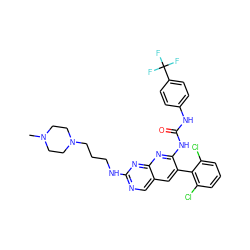 CN1CCN(CCCNc2ncc3cc(-c4c(Cl)cccc4Cl)c(NC(=O)Nc4ccc(C(F)(F)F)cc4)nc3n2)CC1 ZINC000029565018