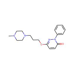 CN1CCN(CCCOc2ccc(=O)n(-c3ccccc3)n2)CC1 ZINC000653857051