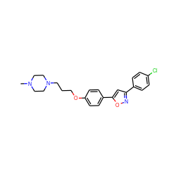 CN1CCN(CCCOc2ccc(-c3cc(-c4ccc(Cl)cc4)no3)cc2)CC1 ZINC000028375003