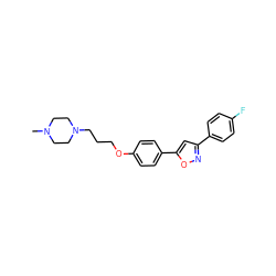 CN1CCN(CCCOc2ccc(-c3cc(-c4ccc(F)cc4)no3)cc2)CC1 ZINC000028382821