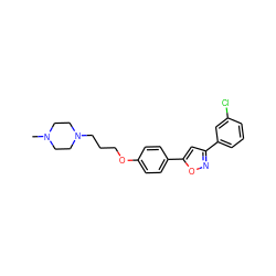 CN1CCN(CCCOc2ccc(-c3cc(-c4cccc(Cl)c4)no3)cc2)CC1 ZINC000028372093