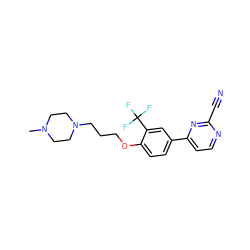 CN1CCN(CCCOc2ccc(-c3ccnc(C#N)n3)cc2C(F)(F)F)CC1 ZINC000058603492