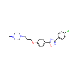 CN1CCN(CCCOc2ccc(-c3nc(-c4ccc(Cl)cc4)no3)cc2)CC1 ZINC000028371526