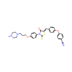 CN1CCN(CCCOc2ccc(N3C(=O)/C(=C/c4ccc(Oc5ccc(C#N)cc5)cc4)SC3=S)cc2)CC1 ZINC000205105526