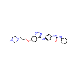 CN1CCN(CCCOc2ccc3c(Nc4ccc(NC(=O)NC5CCCCC5)cc4)ncnc3c2)CC1 ZINC000198323241