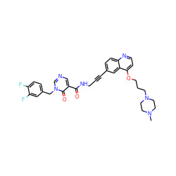 CN1CCN(CCCOc2ccnc3ccc(C#CCNC(=O)c4cncn(Cc5ccc(F)c(F)c5)c4=O)cc23)CC1 ZINC000096176206