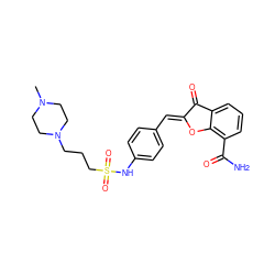 CN1CCN(CCCS(=O)(=O)Nc2ccc(/C=C3\Oc4c(C(N)=O)cccc4C3=O)cc2)CC1 ZINC000169348821