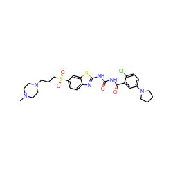 CN1CCN(CCCS(=O)(=O)c2ccc3nc(NC(=O)NC(=O)c4cc(N5CCCC5)ccc4Cl)sc3c2)CC1 ZINC000117113367