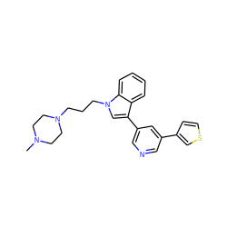 CN1CCN(CCCn2cc(-c3cncc(-c4ccsc4)c3)c3ccccc32)CC1 ZINC000021290203