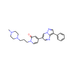 CN1CCN(CCCn2ccc(-c3cnc4c(-c5ccccc5)cnn4c3)cc2=O)CC1 ZINC000022940042