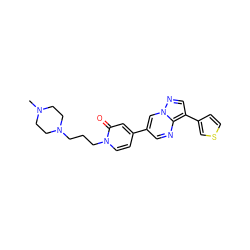 CN1CCN(CCCn2ccc(-c3cnc4c(-c5ccsc5)cnn4c3)cc2=O)CC1 ZINC000021290201