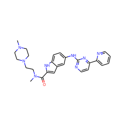 CN1CCN(CCN(C)C(=O)c2cc3cc(Nc4nccc(-c5ccccn5)n4)ccc3[nH]2)CC1 ZINC000144223543