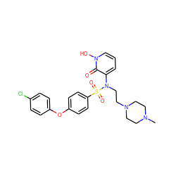 CN1CCN(CCN(c2cccn(O)c2=O)S(=O)(=O)c2ccc(Oc3ccc(Cl)cc3)cc2)CC1 ZINC000029128718