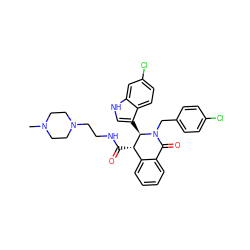 CN1CCN(CCNC(=O)[C@H]2c3ccccc3C(=O)N(Cc3ccc(Cl)cc3)[C@@H]2c2c[nH]c3cc(Cl)ccc23)CC1 ZINC000144747366