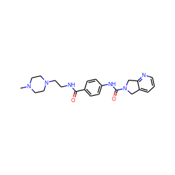 CN1CCN(CCNC(=O)c2ccc(NC(=O)N3Cc4cccnc4C3)cc2)CC1 ZINC000167365657