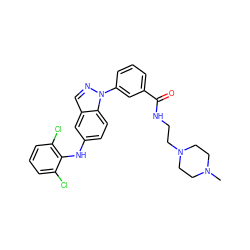 CN1CCN(CCNC(=O)c2cccc(-n3ncc4cc(Nc5c(Cl)cccc5Cl)ccc43)c2)CC1 ZINC000096906424