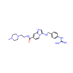 CN1CCN(CCNC(=O)c2ccn3c(NCc4ccc(NC(=N)N)cc4)cnc3c2)CC1 ZINC000653780391