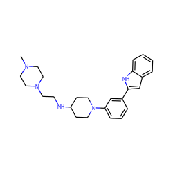 CN1CCN(CCNC2CCN(c3cccc(-c4cc5ccccc5[nH]4)c3)CC2)CC1 ZINC000618012424