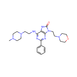 CN1CCN(CCNc2nc(-c3ccccc3)nc3c2[nH]c(=O)n3CCN2CCOCC2)CC1 ZINC000208021162