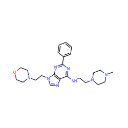 CN1CCN(CCNc2nc(-c3ccccc3)nc3c2ncn3CCN2CCOCC2)CC1 ZINC000205610068