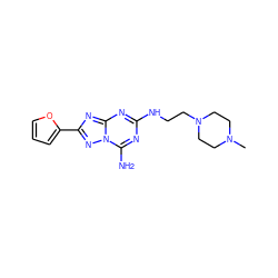 CN1CCN(CCNc2nc(N)n3nc(-c4ccco4)nc3n2)CC1 ZINC000584904751