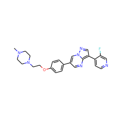 CN1CCN(CCOc2ccc(-c3cnc4c(-c5ccncc5F)cnn4c3)cc2)CC1 ZINC000040395586