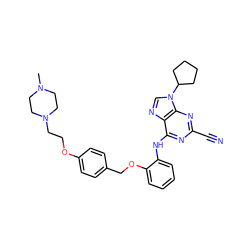 CN1CCN(CCOc2ccc(COc3ccccc3Nc3nc(C#N)nc4c3ncn4C3CCCC3)cc2)CC1 ZINC000028472406