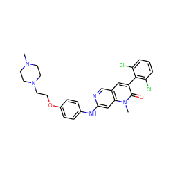 CN1CCN(CCOc2ccc(Nc3cc4c(cn3)cc(-c3c(Cl)cccc3Cl)c(=O)n4C)cc2)CC1 ZINC000021289535