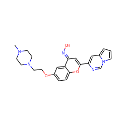 CN1CCN(CCOc2ccc3oc(-c4cc5cccn5cn4)c/c(=N\O)c3c2)CC1 ZINC000117374382