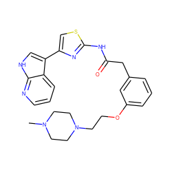 CN1CCN(CCOc2cccc(CC(=O)Nc3nc(-c4c[nH]c5ncccc45)cs3)c2)CC1 ZINC000034637623