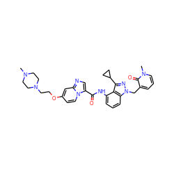 CN1CCN(CCOc2ccn3c(C(=O)Nc4cccc5c4c(C4CC4)nn5Cc4cccn(C)c4=O)cnc3c2)CC1 ZINC000169706568