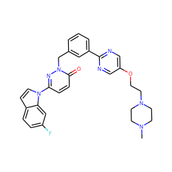 CN1CCN(CCOc2cnc(-c3cccc(Cn4nc(-n5ccc6ccc(F)cc65)ccc4=O)c3)nc2)CC1 ZINC000299866742