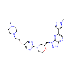 CN1CCN(CCOc2cnc(N3CCO[C@H](Cn4nnc5ncc(-c6cnn(C)c6)nc54)C3)nc2)CC1 ZINC001772614815