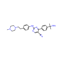 CN1CCN(CCc2ccc(Nc3ncc(C#N)c(-c4ccc(C(C)(C)N)cc4)n3)cc2)CC1 ZINC000021290186