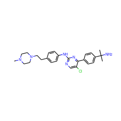 CN1CCN(CCc2ccc(Nc3ncc(Cl)c(-c4ccc(C(C)(C)N)cc4)n3)cc2)CC1 ZINC000022449279