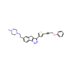 CN1CCN(CCc2ccc3c(c2)Cc2c(-c4csc(C#CCOc5ccccc5)c4)n[nH]c2-3)CC1 ZINC000028642615