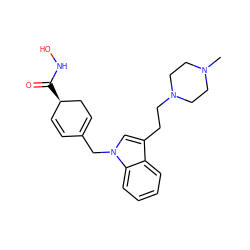 CN1CCN(CCc2cn(CC3=CC[C@H](C(=O)NO)C=C3)c3ccccc23)CC1 ZINC000221898623