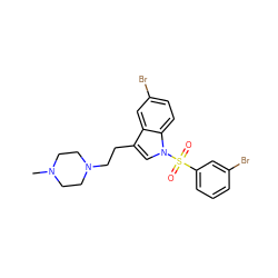 CN1CCN(CCc2cn(S(=O)(=O)c3cccc(Br)c3)c3ccc(Br)cc23)CC1 ZINC001772608775