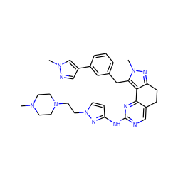 CN1CCN(CCn2ccc(Nc3ncc4c(n3)-c3c(nn(C)c3Cc3cccc(-c5cnn(C)c5)c3)CC4)n2)CC1 ZINC000205267947