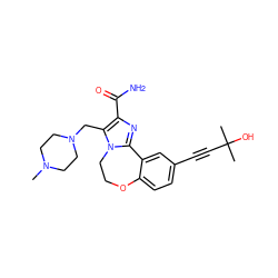 CN1CCN(Cc2c(C(N)=O)nc3n2CCOc2ccc(C#CC(C)(C)O)cc2-3)CC1 ZINC000215753319