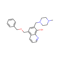 CN1CCN(Cc2cc(COCc3ccccc3)c3cccnc3c2O)CC1 ZINC000022456779